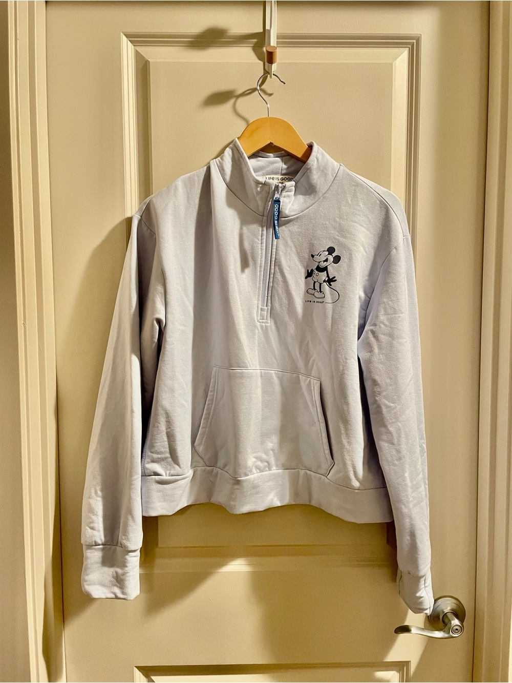 Disney Life Is Good Active Light Blue Mickey Mouse Half-Zip Pullover Sweatshirt - Picture 6 of 6